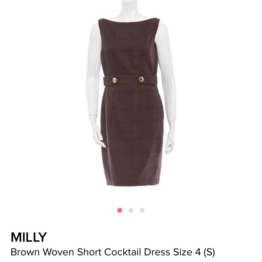 Milly Brown Woven Cocktail Dress